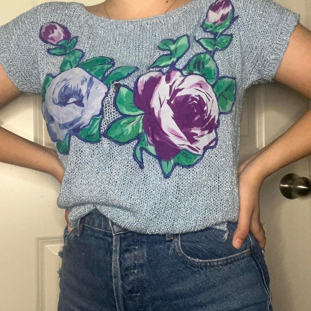 Flowers Crochet Knit Top